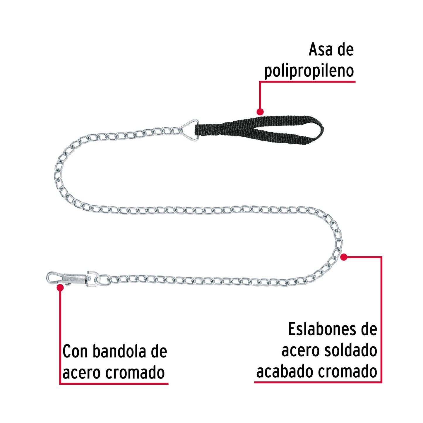 Correa de 1.2 m de paseo para perro, eslabón 3 mm, Fiero CAPE-30 44282 MM00