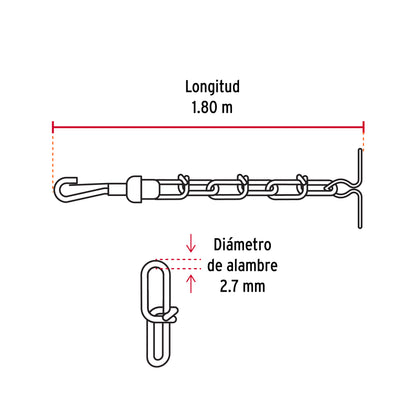 Cadena de 1.8 m de amarre para perro, 2.7 mm, Fiero CAPE-35V 44315 MM00