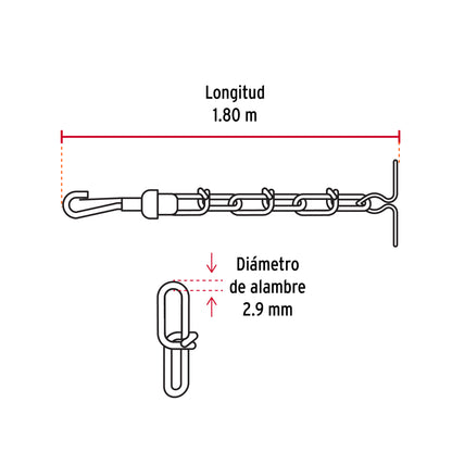 Cadena de 1.8 m de amarre para perro, 2.9 mm, Fiero CAPE-40V 44316 MM00