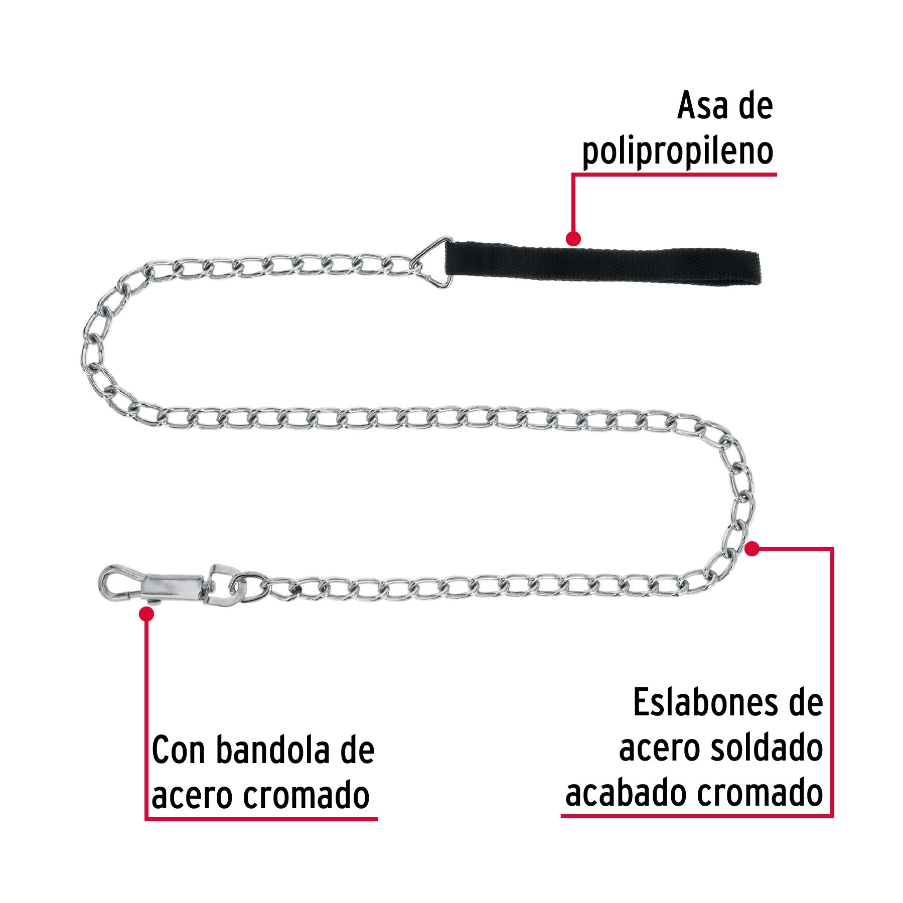 Correa de 1.2 m de paseo para perro, eslabón 4 mm, Fiero CAPE-40 44284 MM00