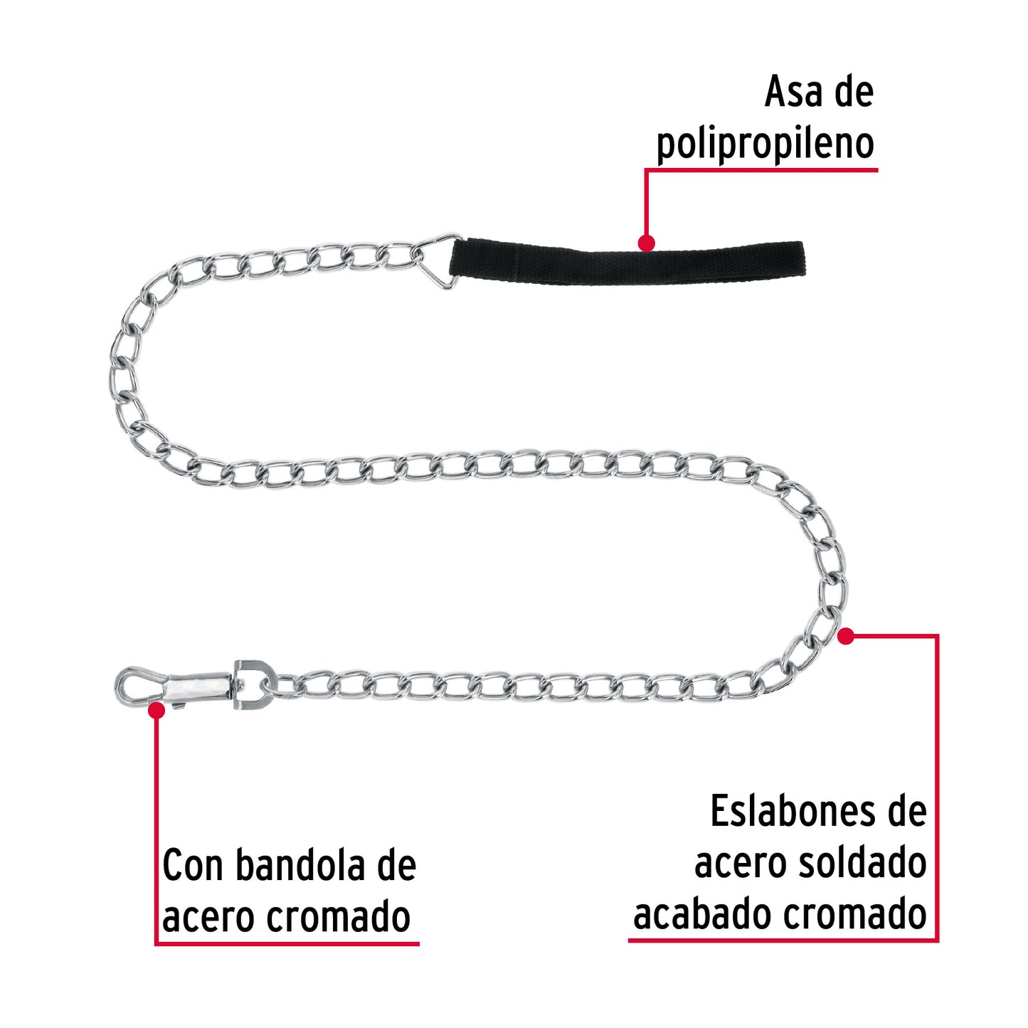 Correa de 1.2 m de paseo para perro, eslabón 4.5 mm, Fiero CAPE-45 44285 MM00