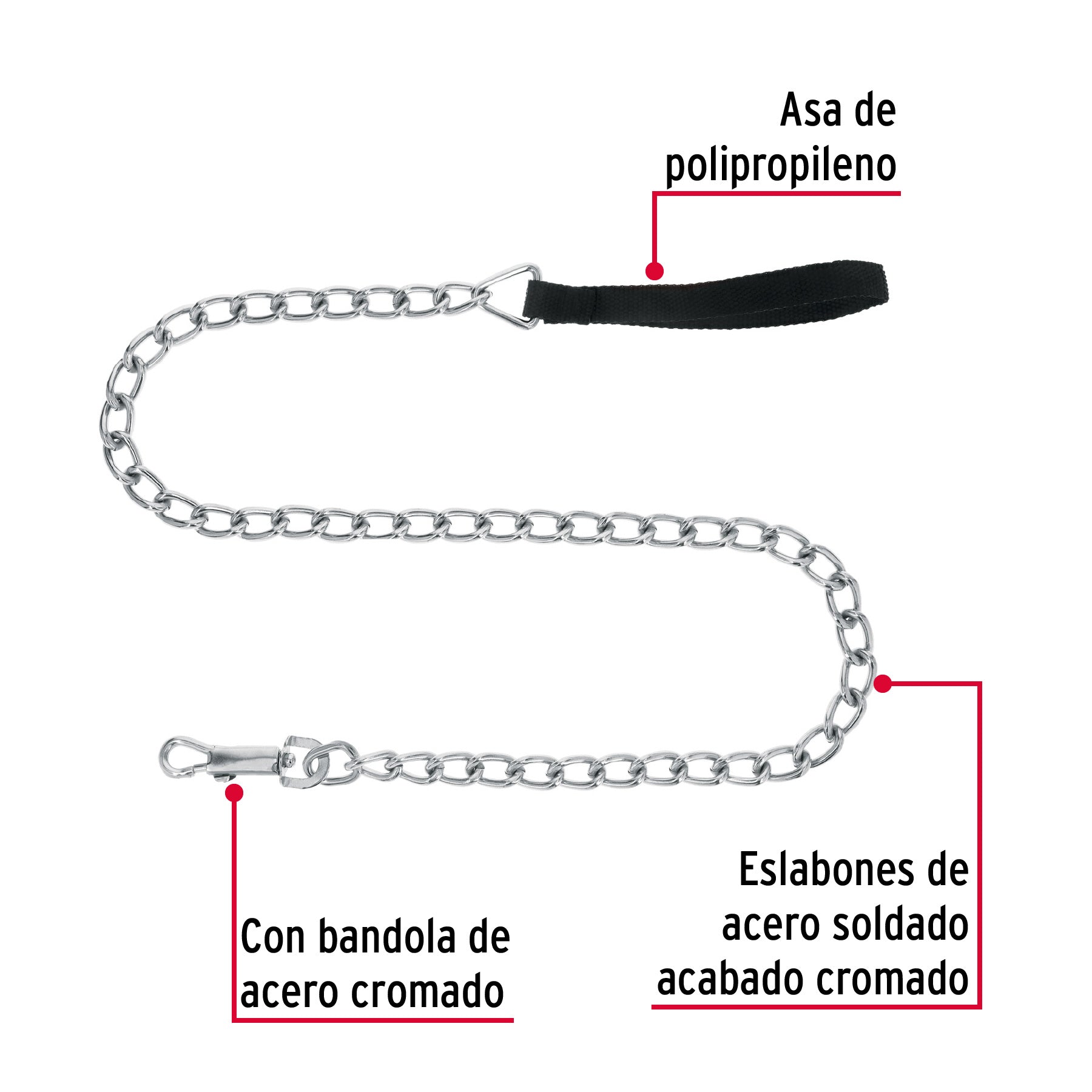 Correa de 1.2 m de paseo para perro, eslabón 5 mm, Fiero CAPE-50 44286 MM00