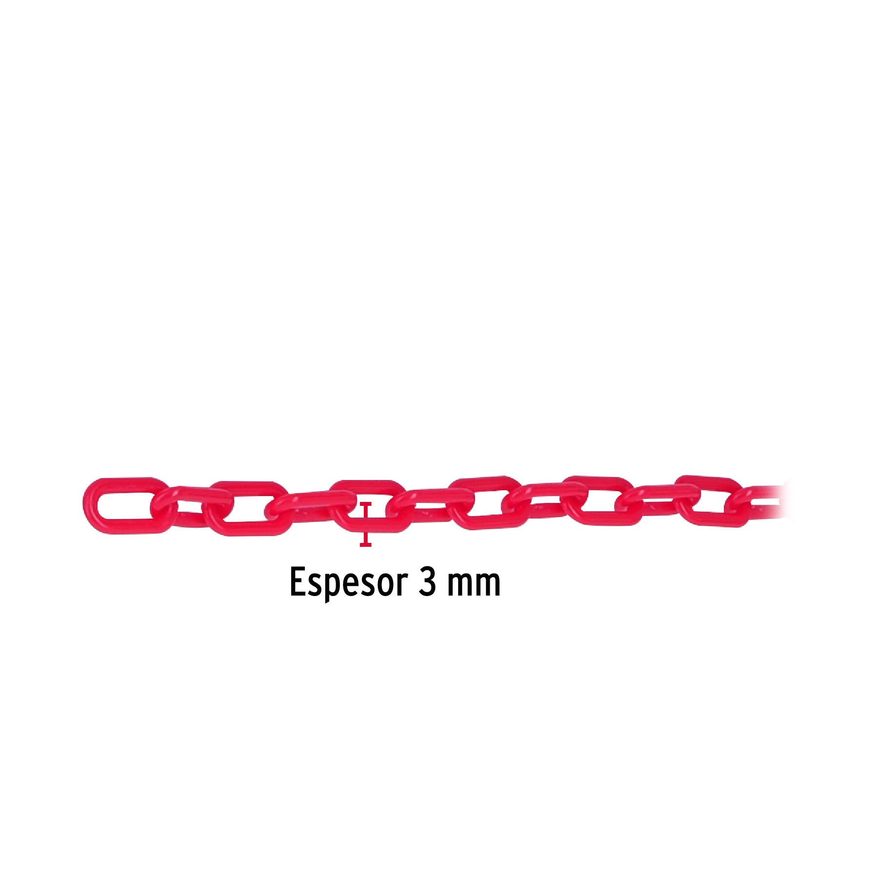 Metro de cadena de 3 mm de plástico roja, carrete de 50 m CAPL-3R 44166 MM00