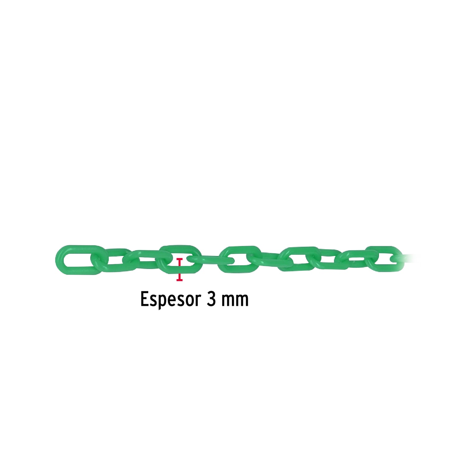 Metro de cadena de 3 mm de plástico verde, carrete de 50 m CAPL-3V 44164 MM00