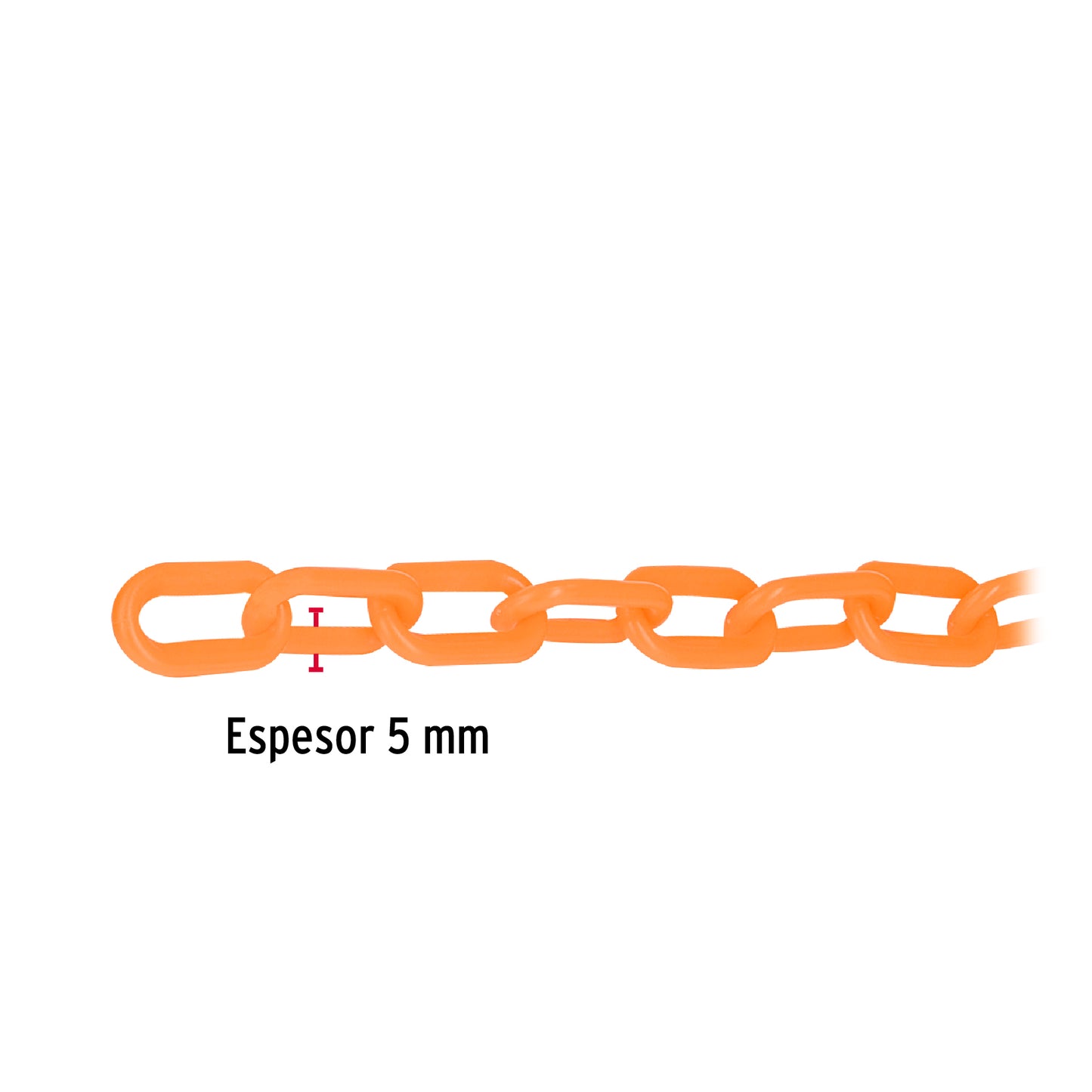 Metro de cadena de 5 mm de plástico naranja, carrete de 25 m CAPL-5A 44175 MM00