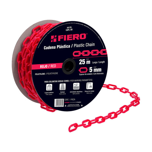 Metro de cadena de 5 mm de plástico roja, carrete de 25 m CAPL-5R 44176 MM00