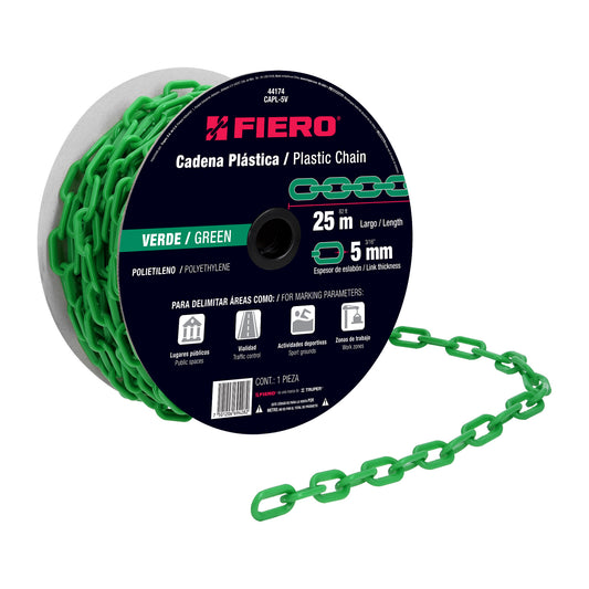 Metro de cadena de 5 mm de plástico verde, carrete de 25 m CAPL-5V 44174 MM00