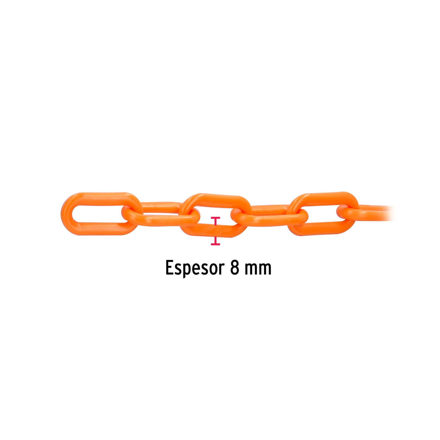 Metro de cadena de 8 mm de plástico naranja, carrete de 25 m CAPL-8A 44185 MM00