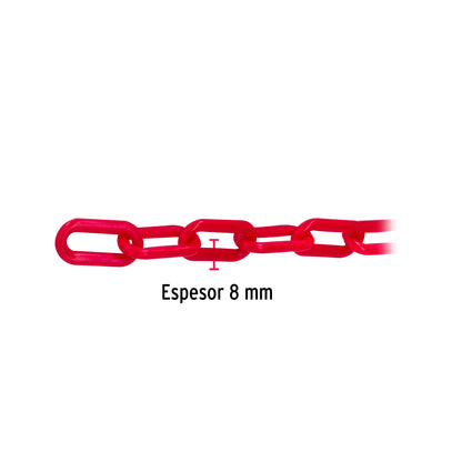 Metro de cadena de 8 mm de plástico roja, carrete de 25 m CAPL-8R 44186 MM00