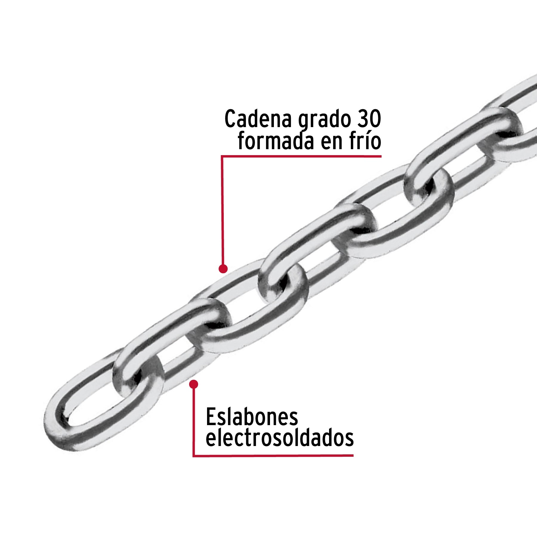 Metro de cadena pulida de 1/2', 5 m en cubeta, Fiero CAPU-1/2 44265 MM0