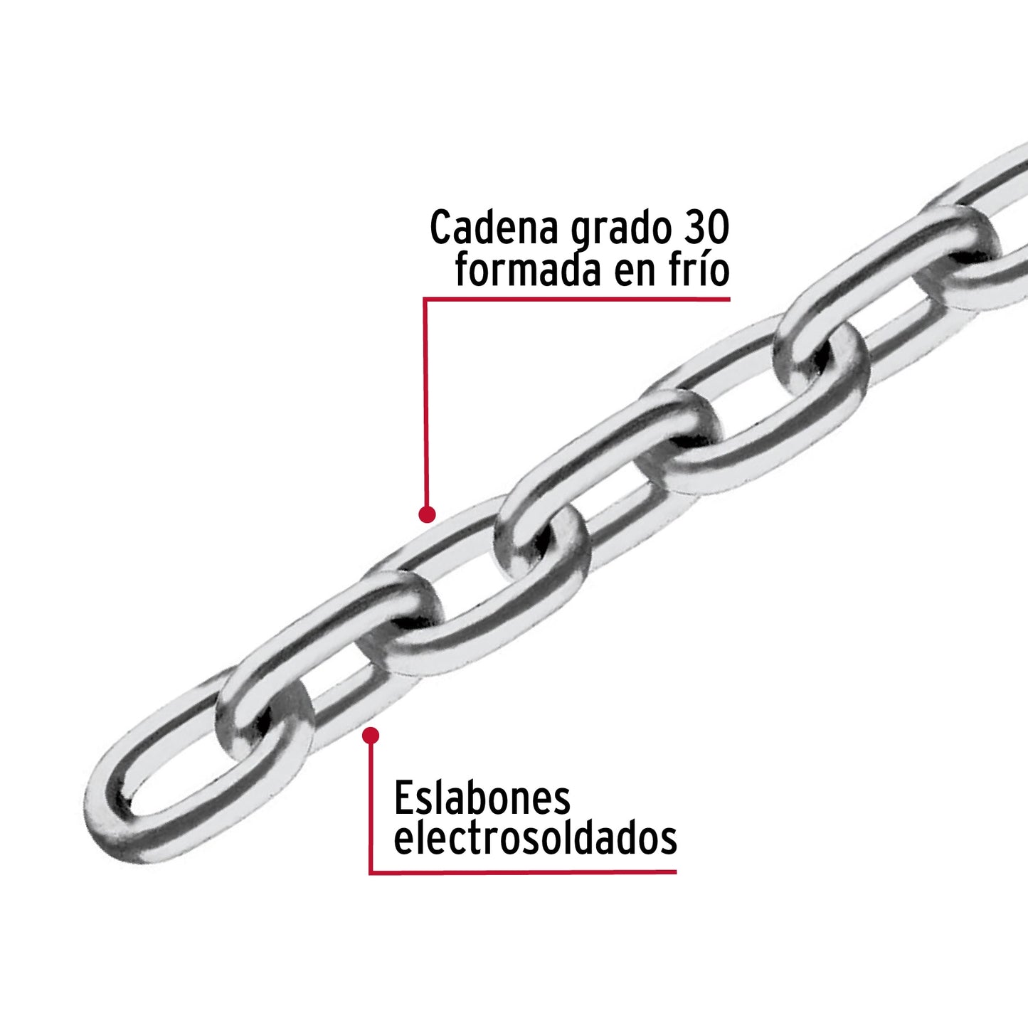 Metro de cadena pulida de 5/16', 20 m en cubeta, Fiero CAPU-5/16 44263 MM0