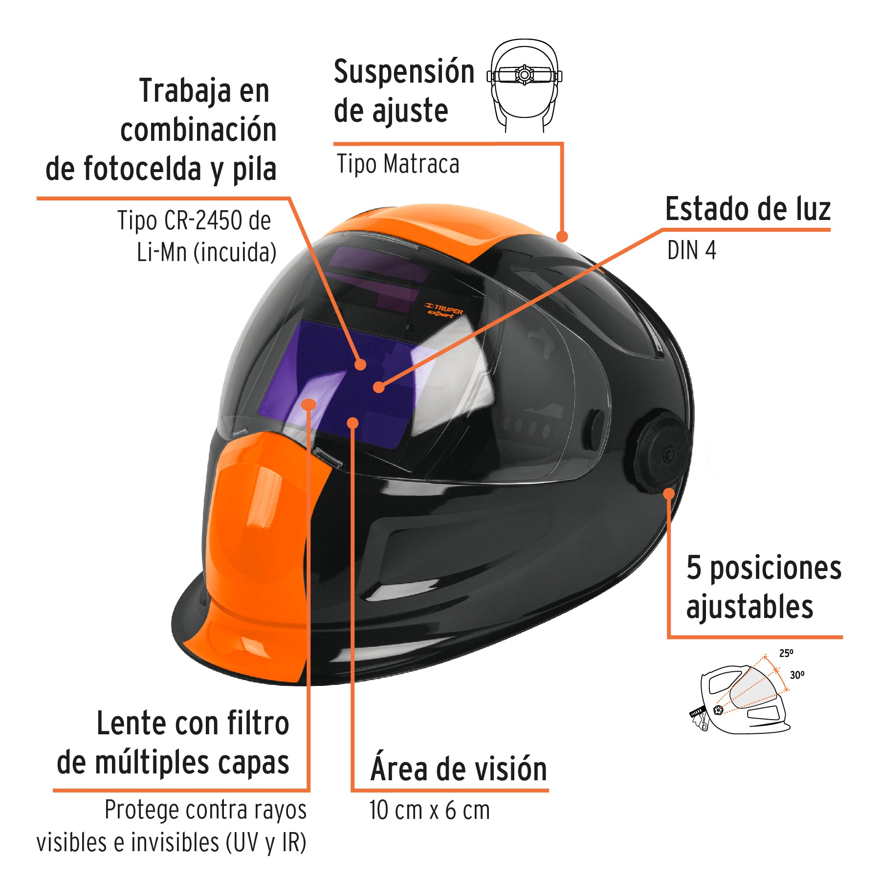 Careta electrónica p/soldar, panel digital, 9 a 13, Expert CAREL-913DX 14632 MM1