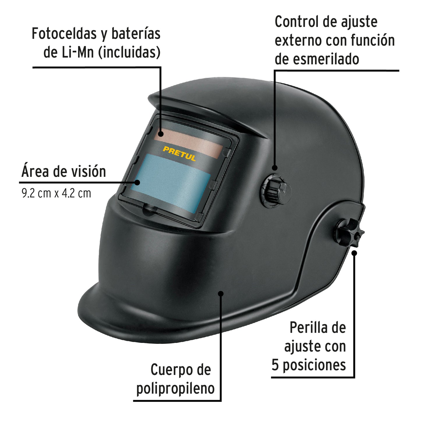 Careta electrónica p/soldar, semiprofesional, 9 a 13, Pretul CAREL-913P1 29978 MM1