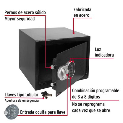 Caja de seguridad electrónica, mediana, Hermex CASE-35 43081 MM0