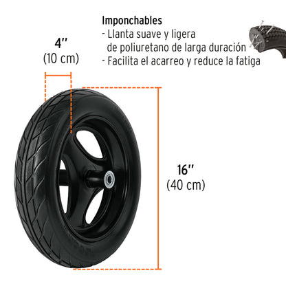 Carretilla 5.5ft3 Imponchable bastidor tubular,Truper Expert CAT 50X 100416 MM00