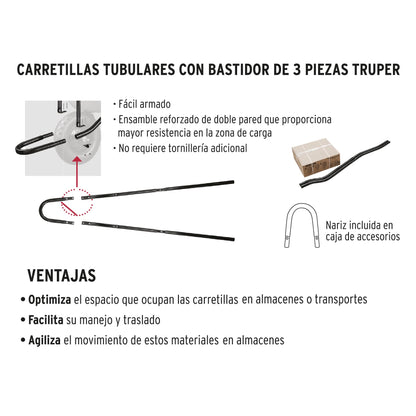 Carretilla 6ft3 Imponchable, bastidor tubular, Truper Expert CAT 60X 100417 MM00