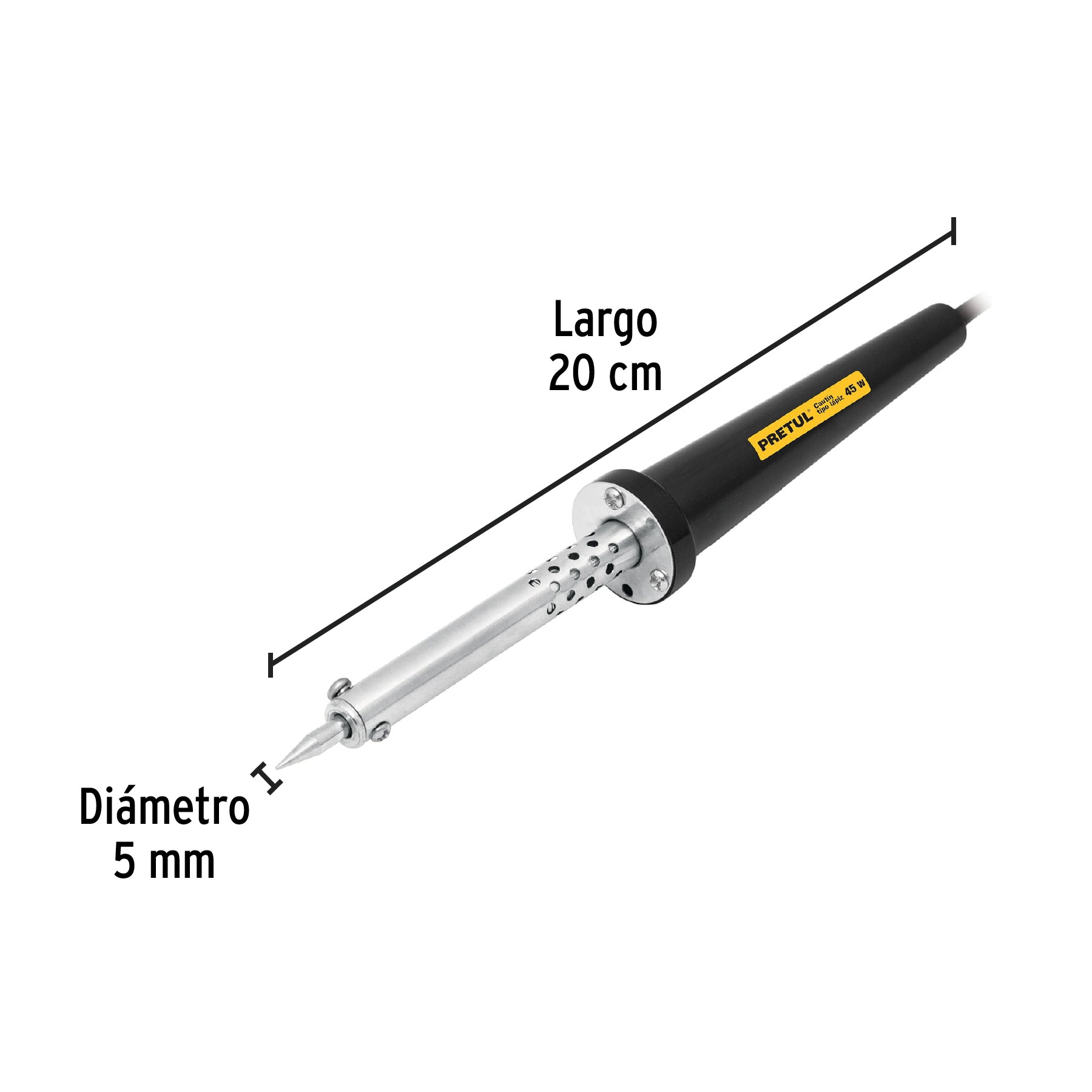 Cautín 45 W tipo lápiz para trabajo medio, Pretul CAU-45P2 22809 MM0