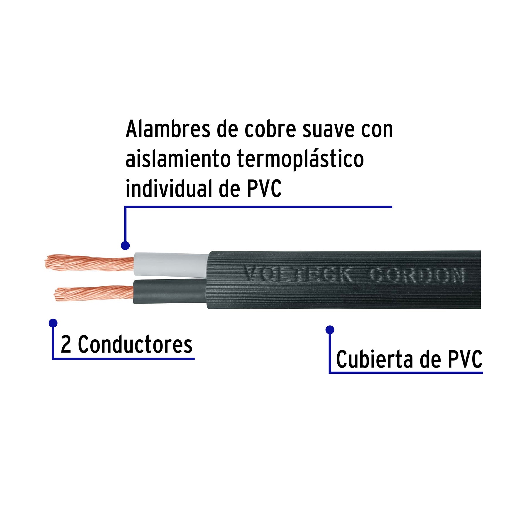 Metro de cable uso extra rudo 2 x 12 AWG en rollo de 100 m CAUR-212 40003 MM2