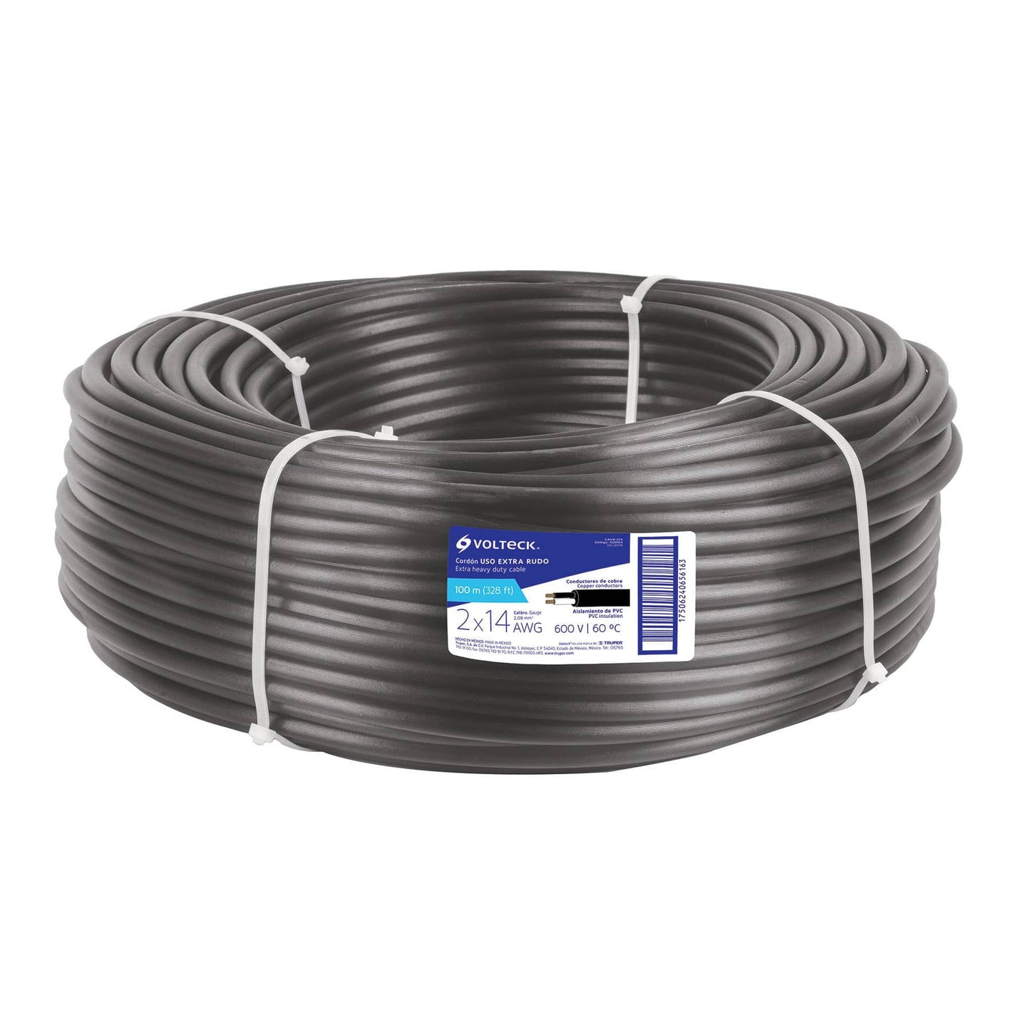 Metro de cable uso extra rudo 2 x 14 AWG en rollo de 100 m CAUR-214 40004 MM2