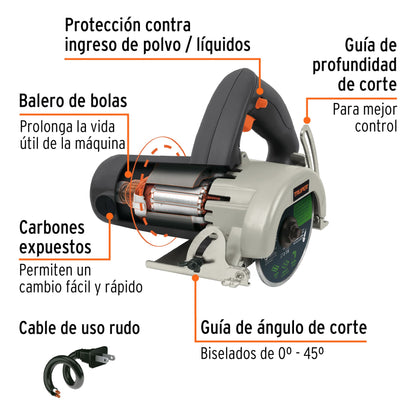 Cortador de azulejos eléctrico 4-1/2' 1320 W, industrial CAZ-EL-4-1/2N2 13978 MM00