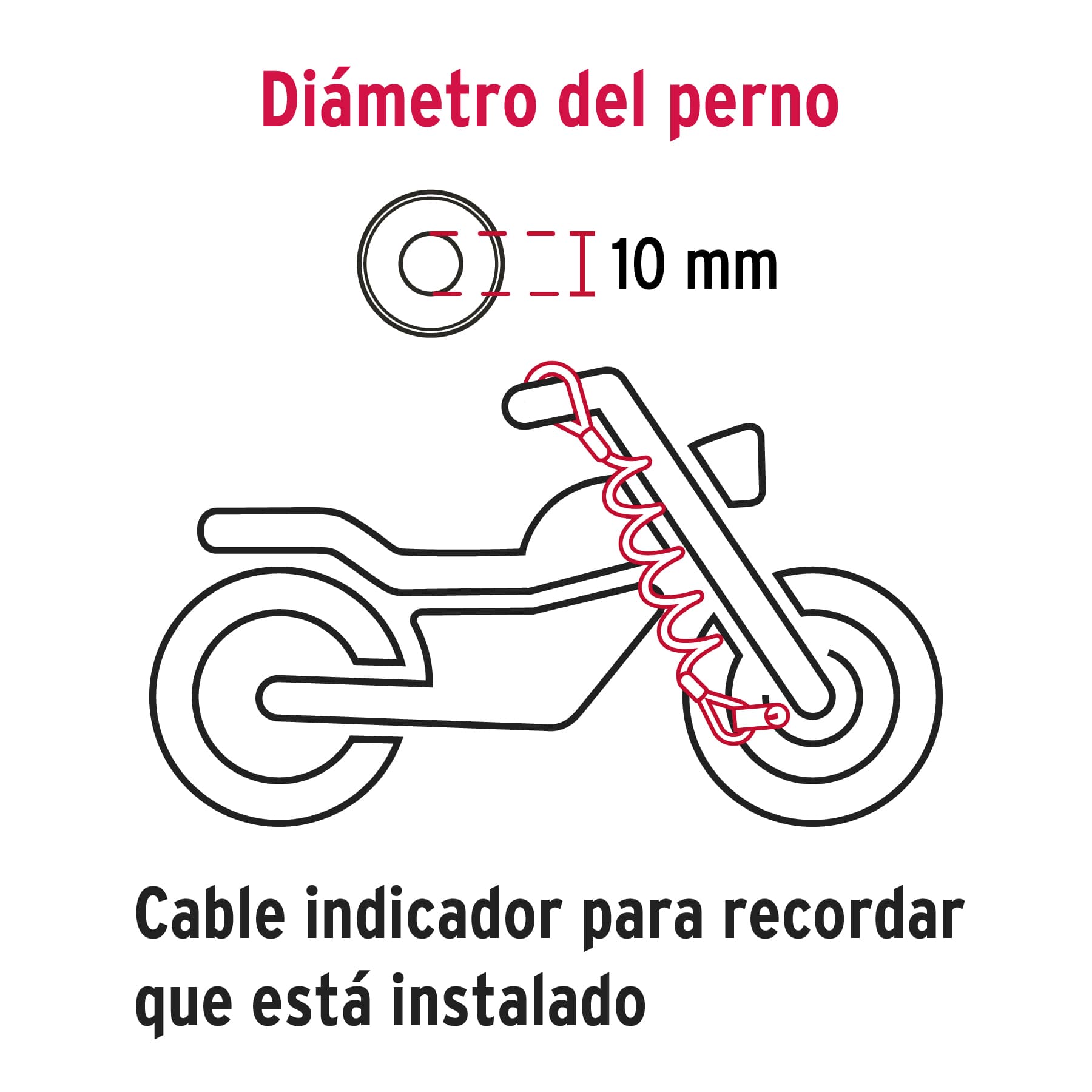 Candado para disco de motocicleta, perno de 10 mm, Hermex CB-100 49623 MM0