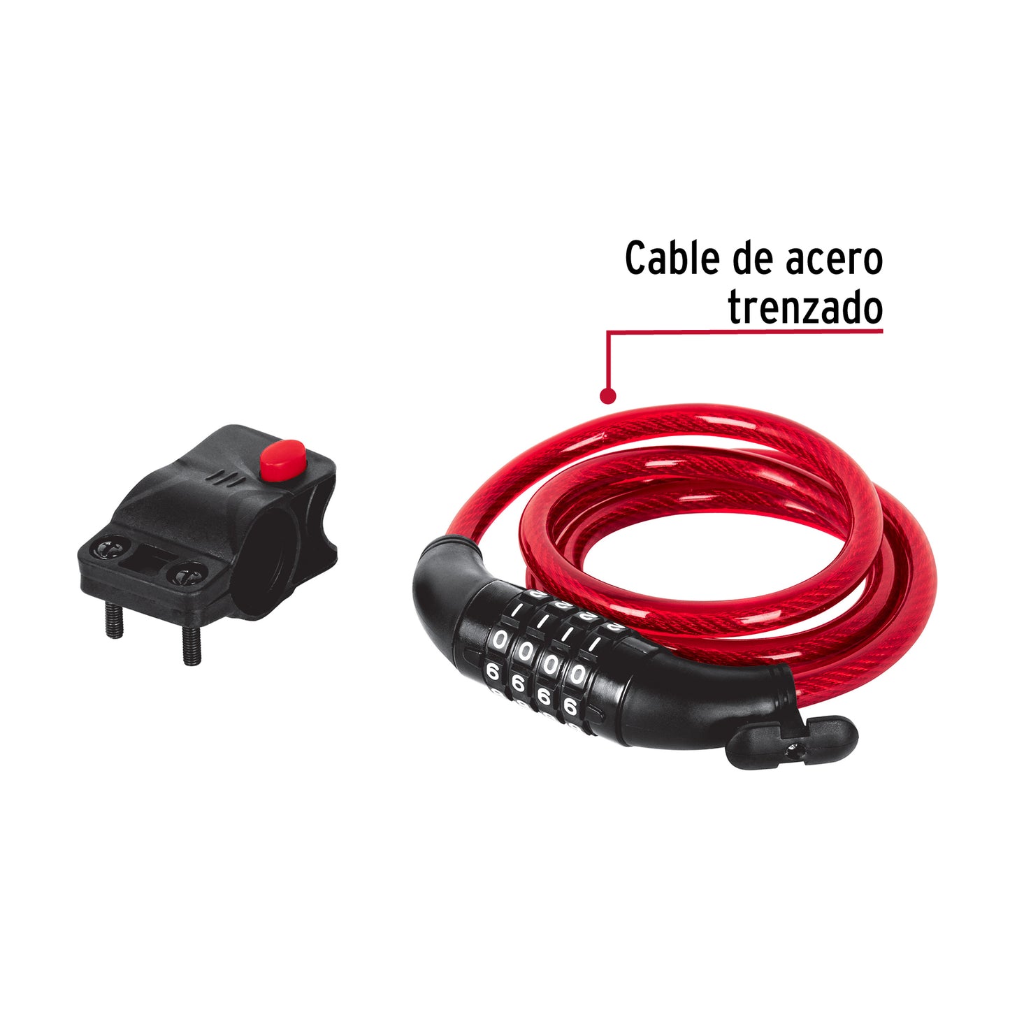 Candado de cable con combinación, 10 mm X 1.20 m, Hermex CB-10C 43925 MM0