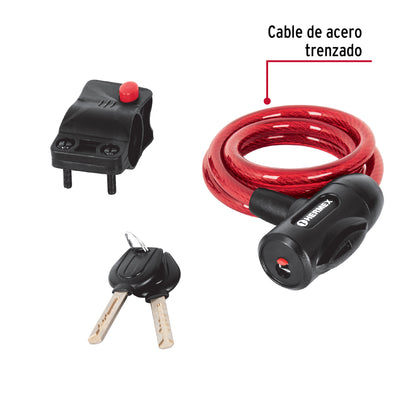 Candado de cable con llave, 10 mm X 1.0 m, Hermex CB-10 43922 MM0