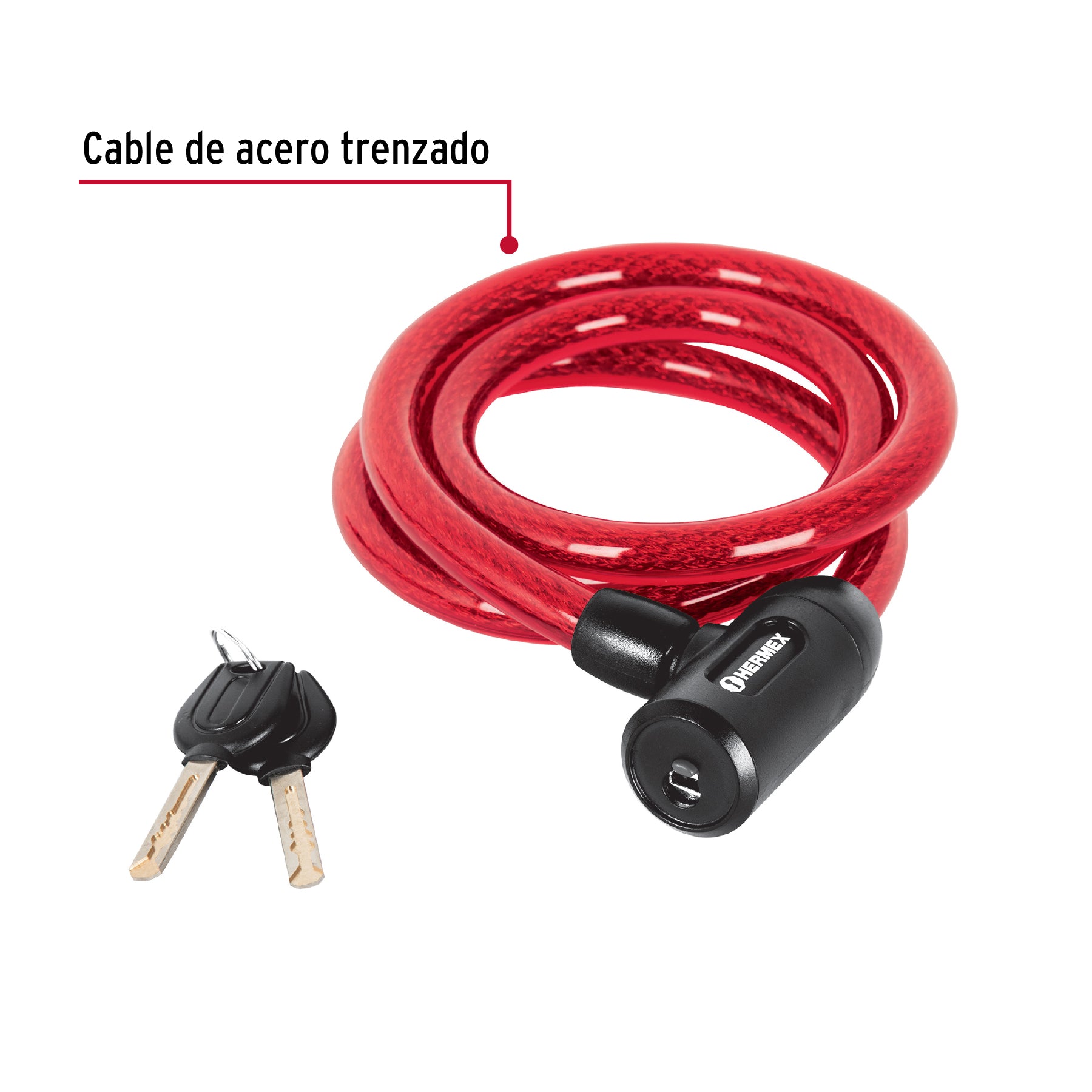 Candado de cable con llave, 15mm X 1.20 m, Hermex CB-15 43920 MM0