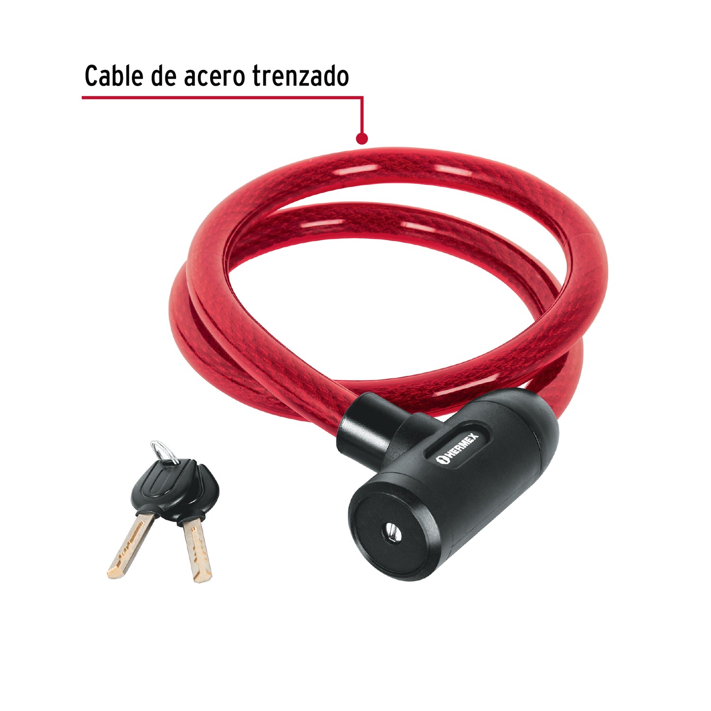 Candado de cable con llave, 20 mm X 1.20 m, Hermex CB-20 43921 MM0