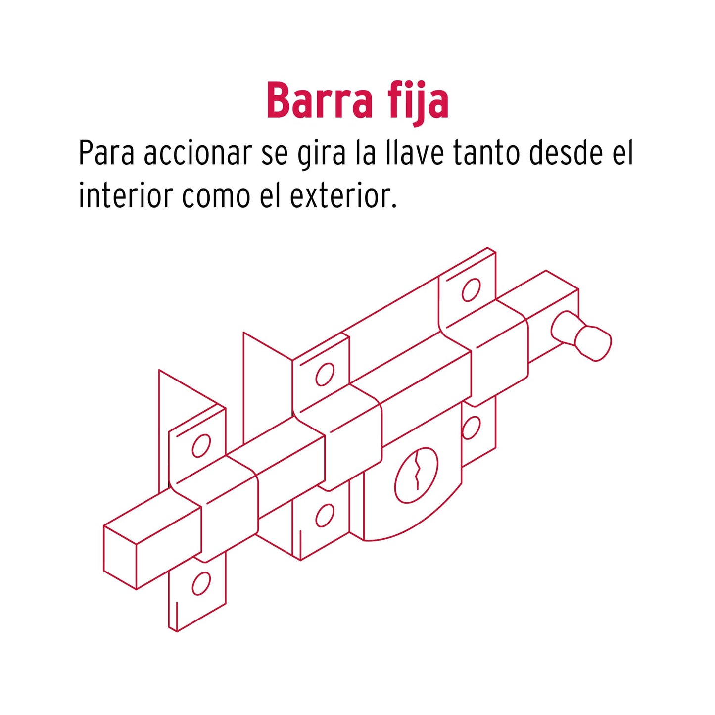 Cerradura de barra fija, cilindro exterior, Hermex CB-30 43499 MM0