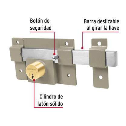 Cerradura de barra libre con 2 llaves estándar, Hermex CB-35 43500 MM0