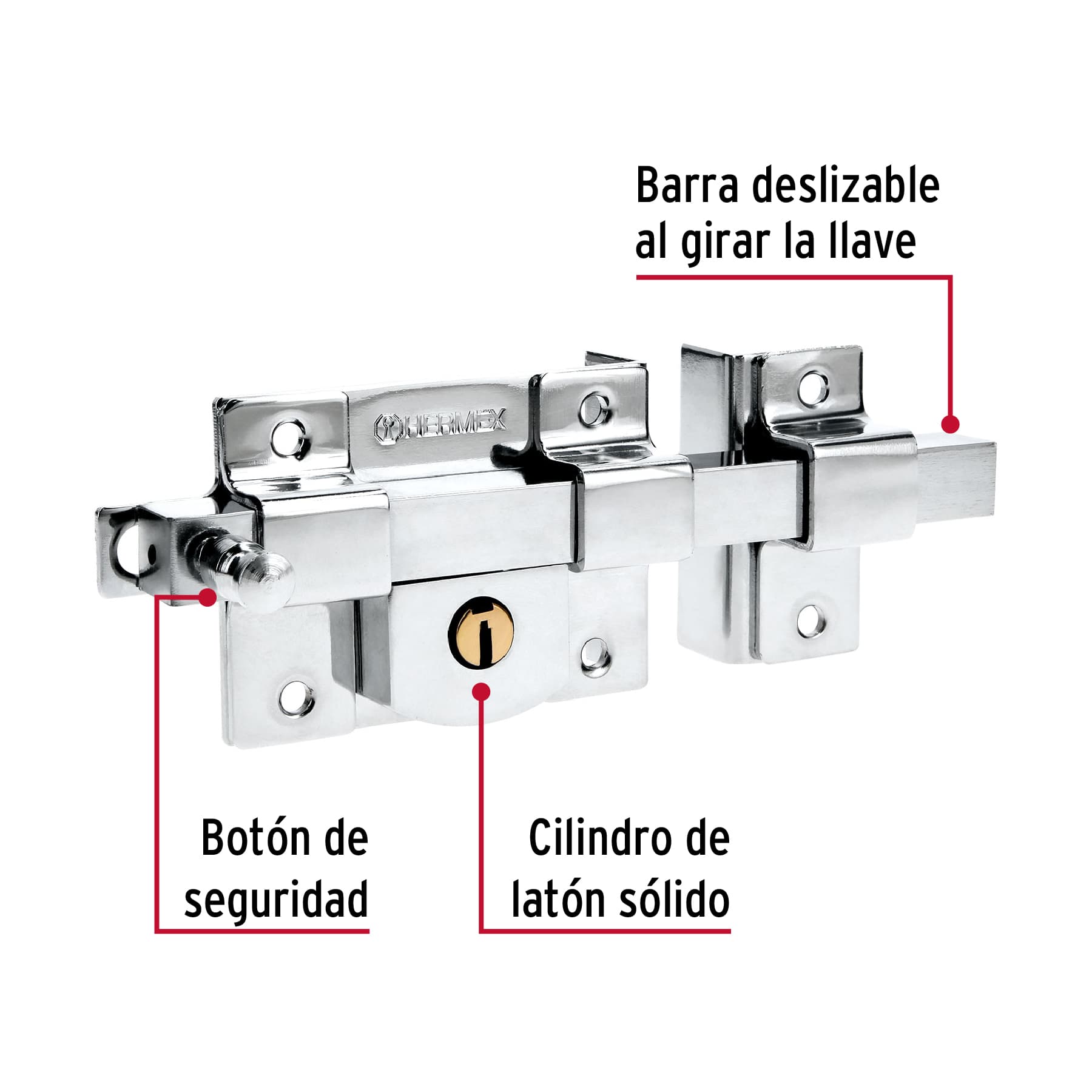 Cerradura de barra fija, derecha, Hermex CB-40D 43505 MM1