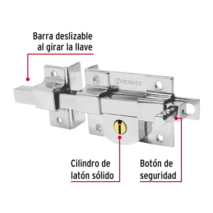 Cerradura de barra fija, izquierda, Hermex CB-40I 43507 MM1