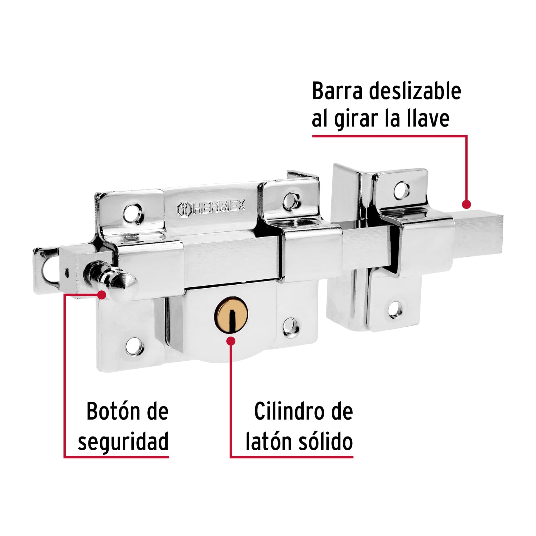 Cerradura de barra libre, derecha, blíster, Hermex CB-45DB 43517 MM1