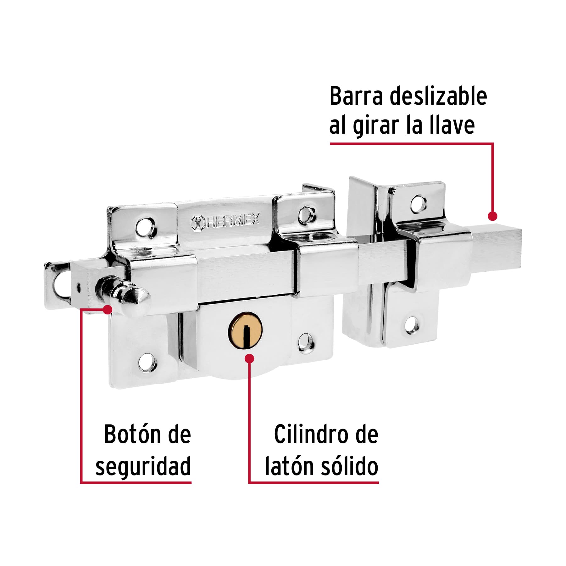 Cerradura de barra libre, derecha, Hermex CB-45D 43516 MM1