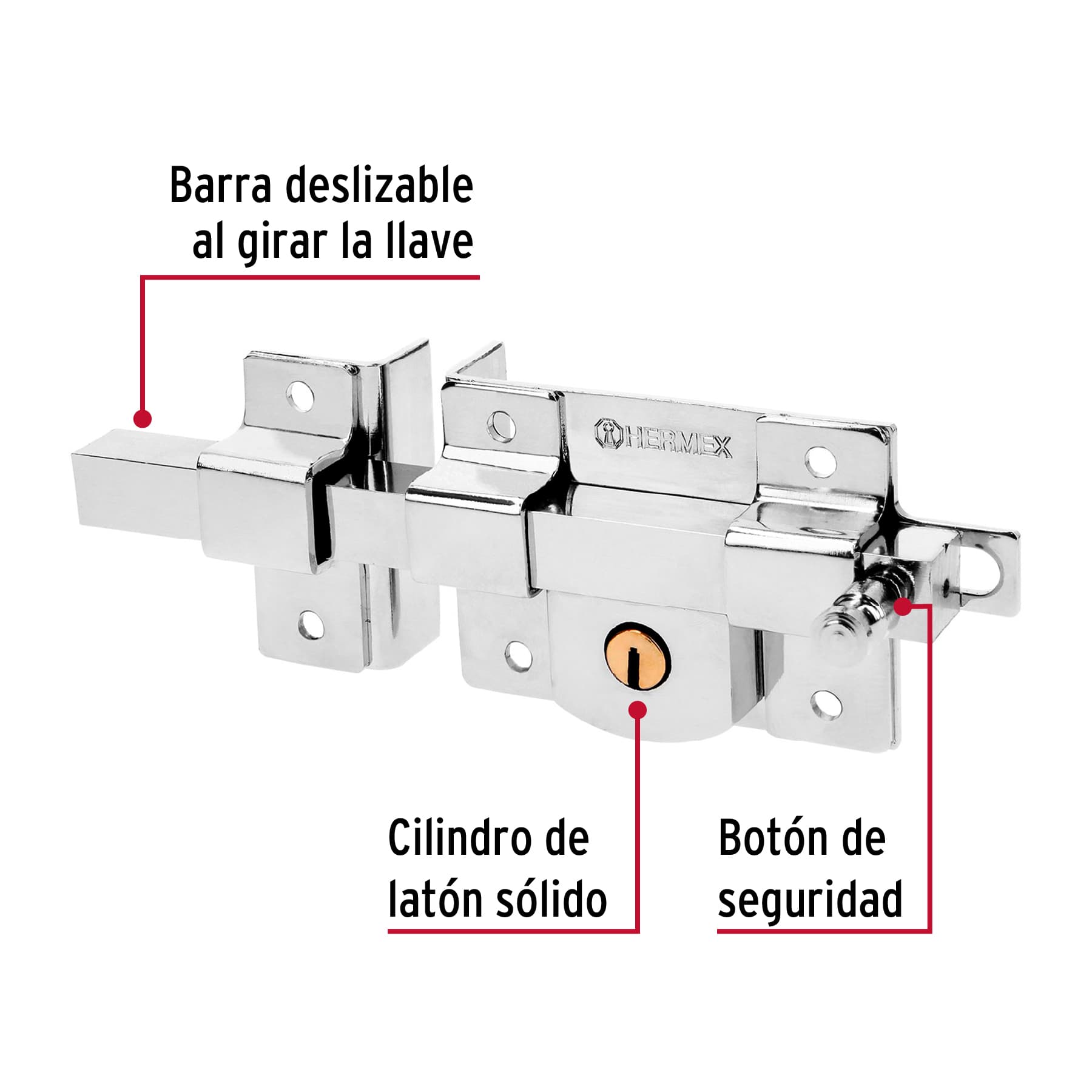 Cerradura de barra libre, izquierda, blíster, Hermex CB-45IB 43519 MM1