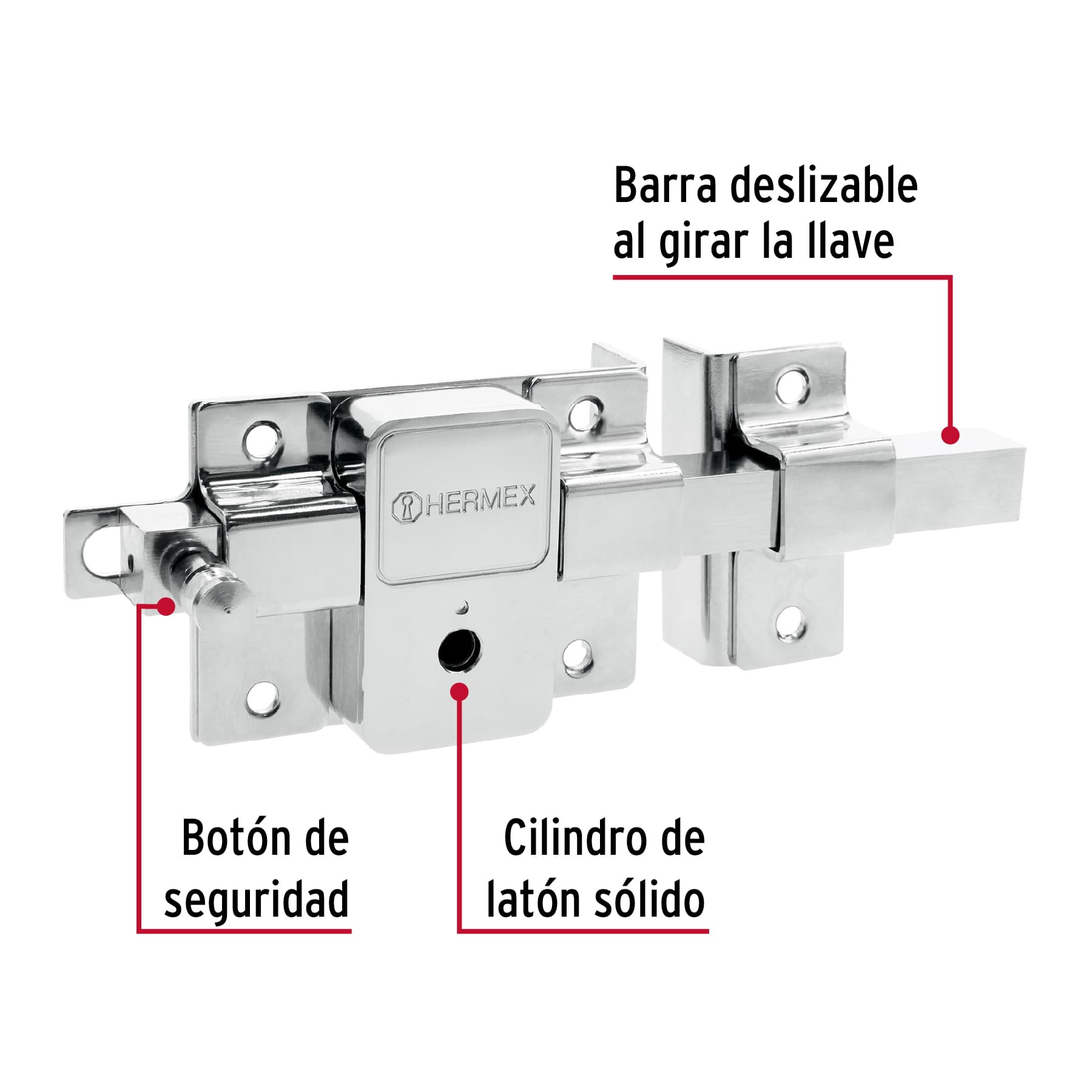 Cerradura de barra fija, llave tetra, derecha, blíster CB-50DB 43510 MM0