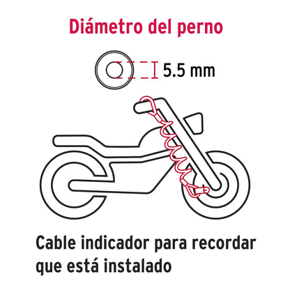 Candado para disco de motocicleta, perno de 5.5 mm, Hermex CB-55 49622 MM0