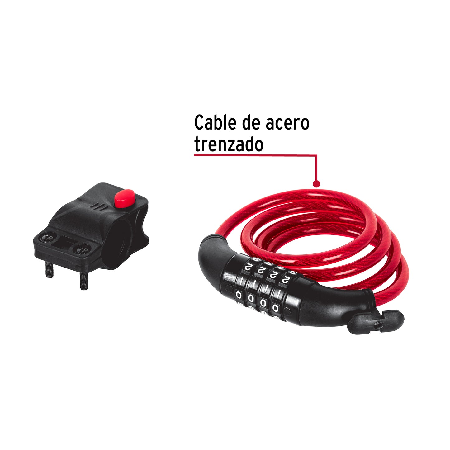 Candado de cable con combinación, 8 mm X 1.0 m, Hermex CB-8C 43924 MM0