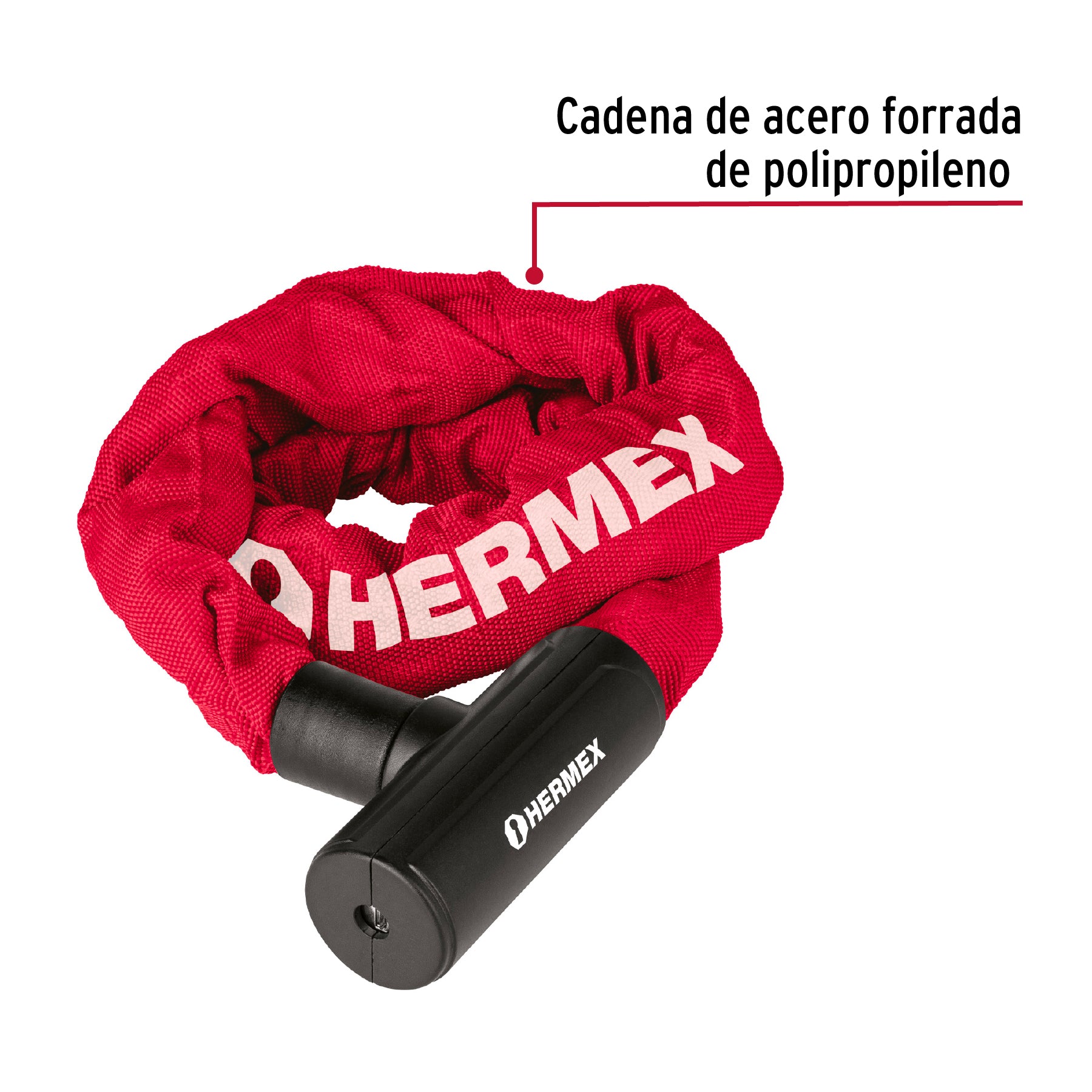 Candado con cadena forrada de 10 mm, Hermex CB-90 49621 MM0