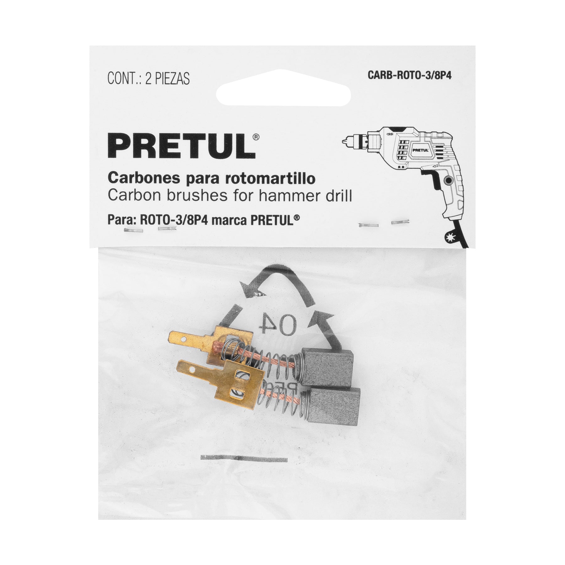 Bolsa con 2 carbones de repuesto para ROTO-3/8P4, Pretul CB-ROTO-3/8P4 24078 MM00