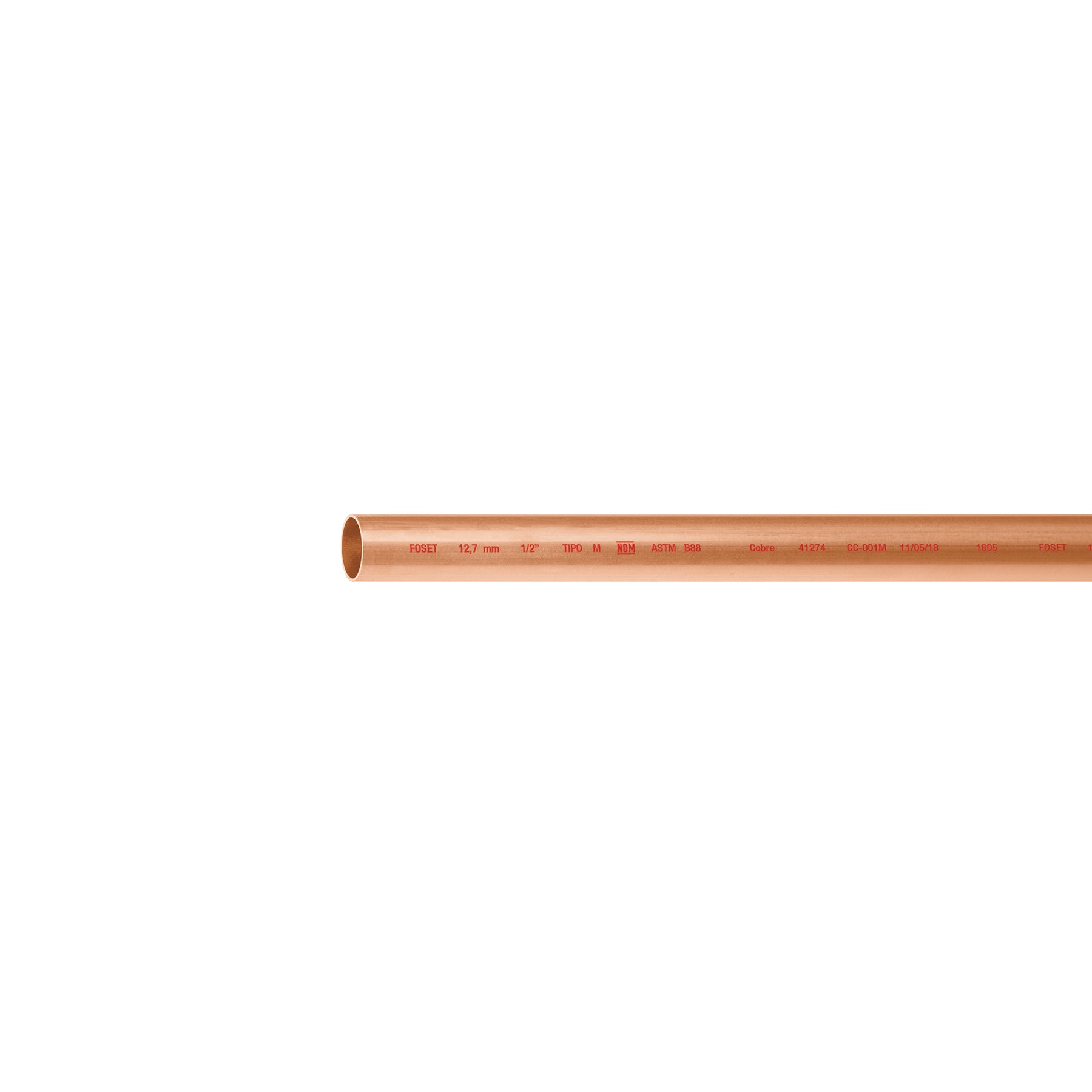 Tubo de 1/2' de cobre tipo 'M' , de 3 m, Foset CC-001M 41274 MM2