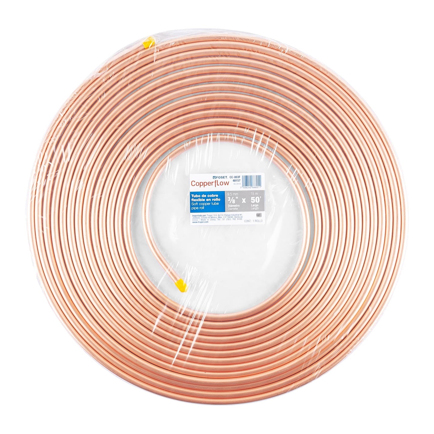 Rollo de 15 m de tubo flexible de cobre de 3/8', Foset CC-003F 48157 MM2