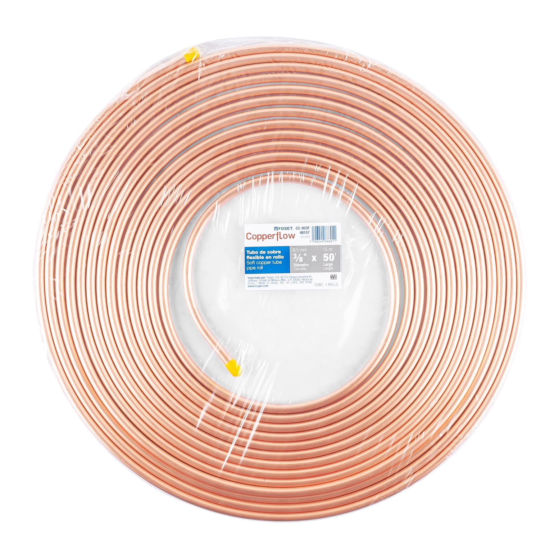 Rollo de 15 m de tubo flexible de cobre de 3/8', Foset CC-003F 48157 MM2