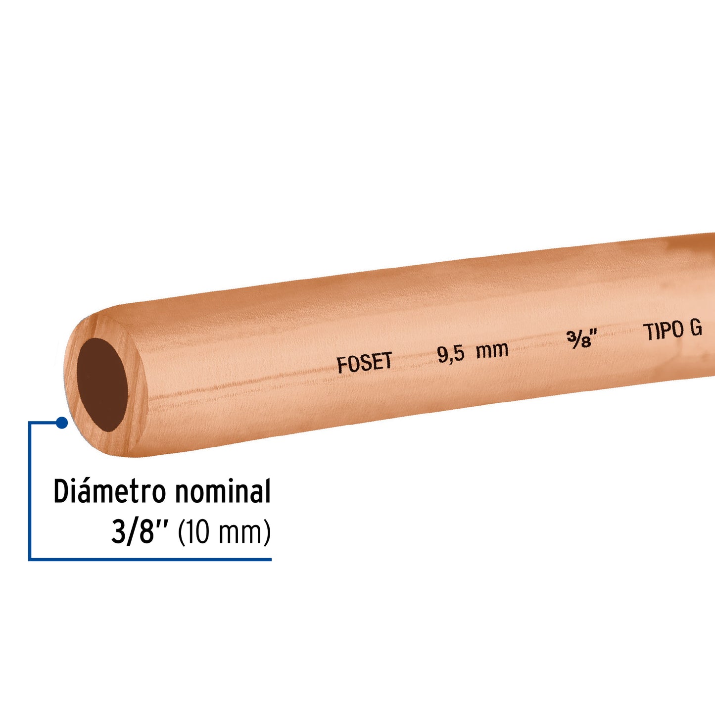 Rollo de 15 m de tubo flexible de cobre de 3/8', Foset CC-003F 48157 MM2