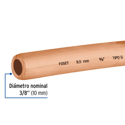 Rollo de 15 m de tubo flexible de cobre de 3/8', Foset CC-003F 48157 MM2