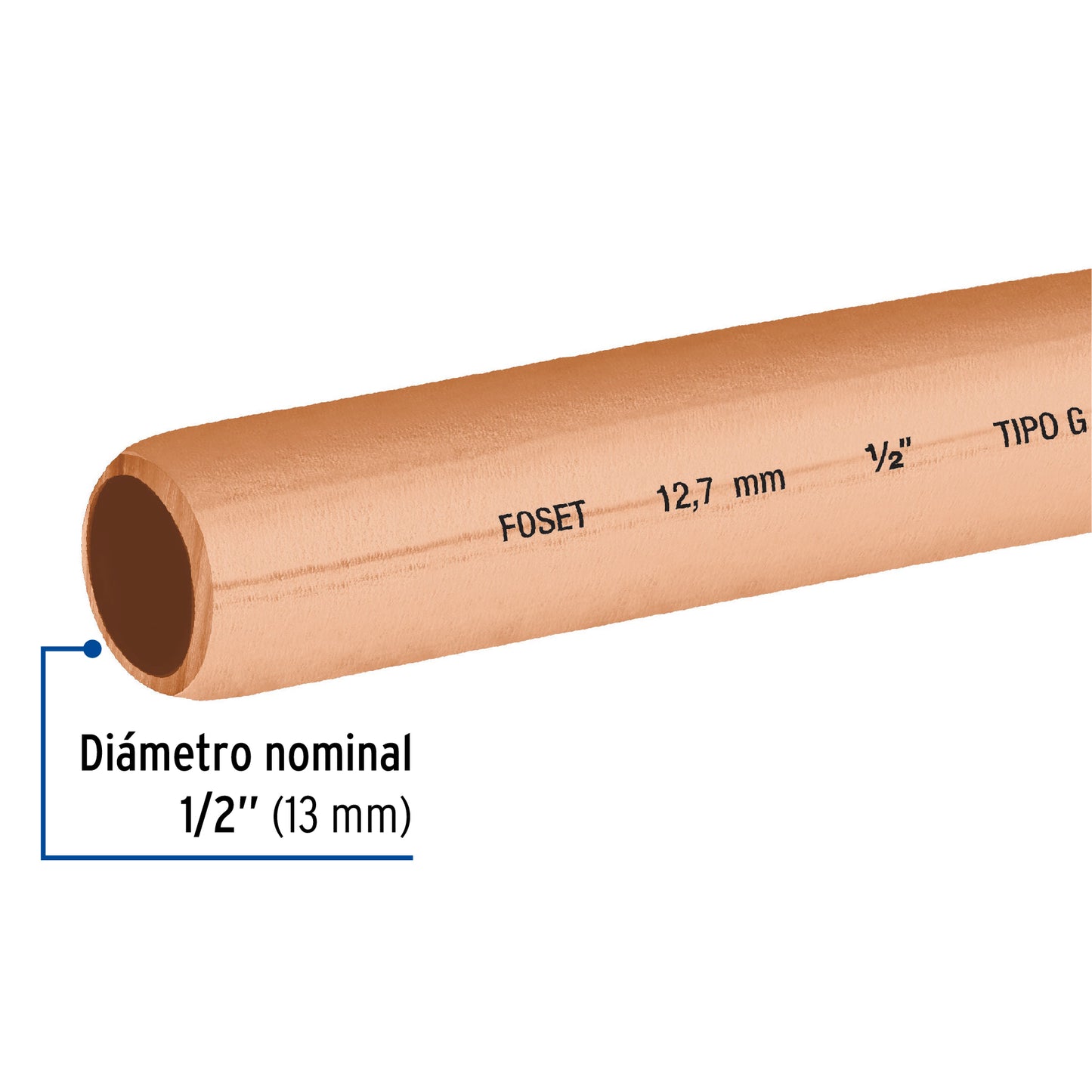 Rollo de 15 m de tubo flexible de cobre de 1/2', Foset CC-004F 48158 MM2