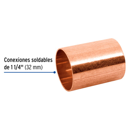 Cople de cobre de 1-1/4' sin ranura, Foset CC-204 48851 MM00