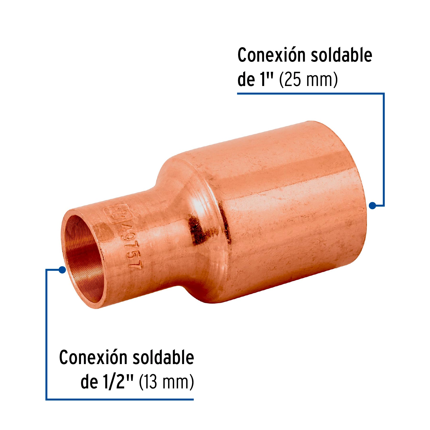 Cople reducción bushing cobre, 1'x 1/2', Foset CC-232 49757 MM00