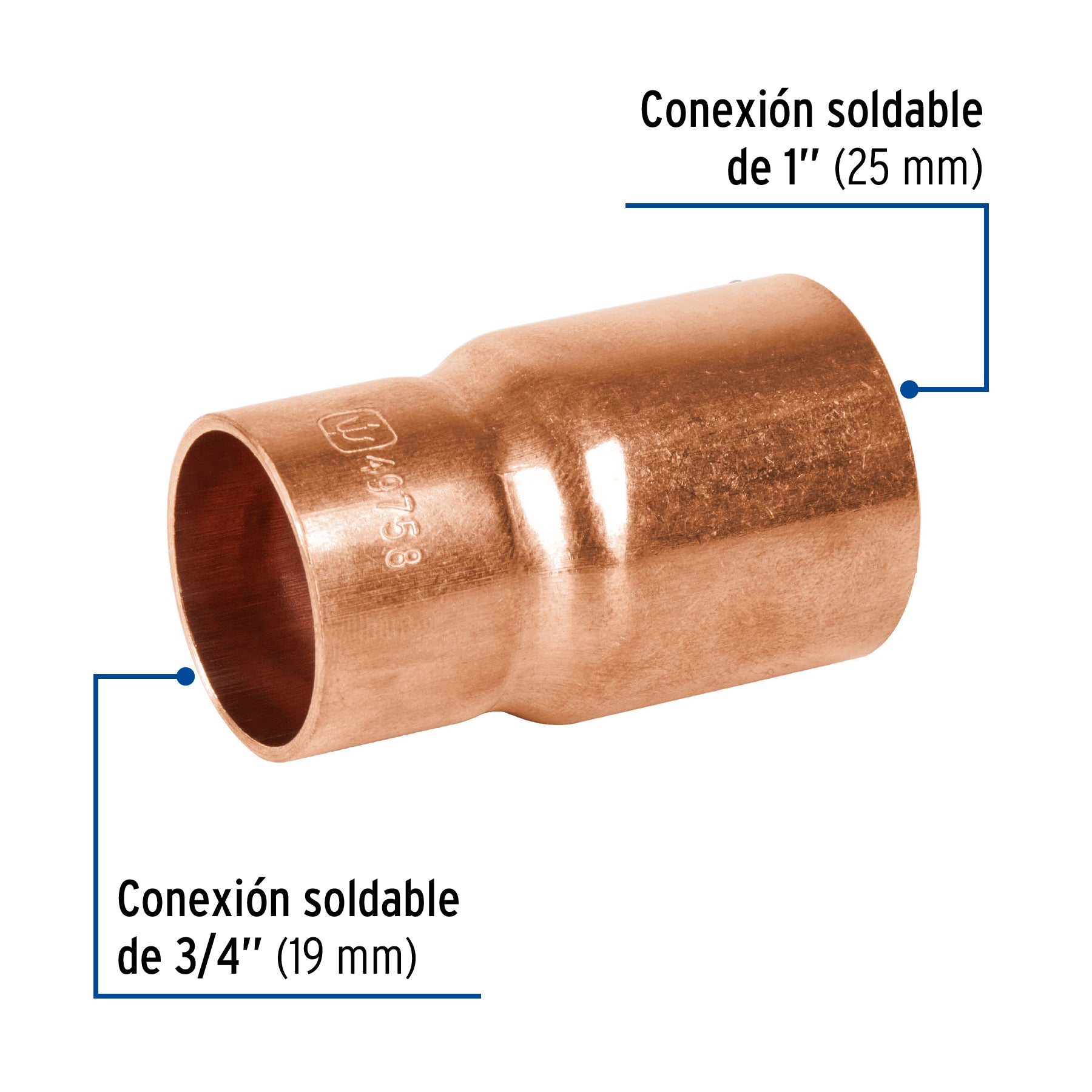 Cople reducción bushing cobre, 1'x 3/4', Foset CC-233 49758 MM00